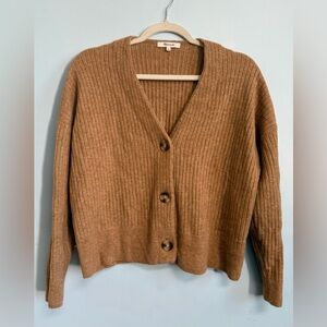 Madewell Cameron Ribbed Cardigan in Toffee- S
